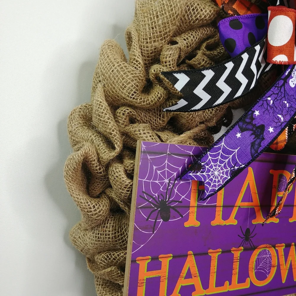 Halloween Burlap Wreath Handmade